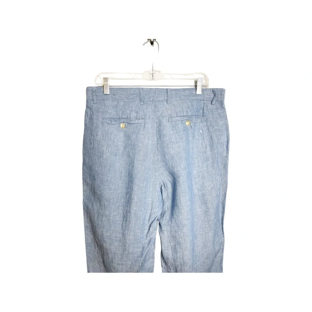 TailorBryd collection Linen Men blue pebbled Beach flat front golf pants 34/32